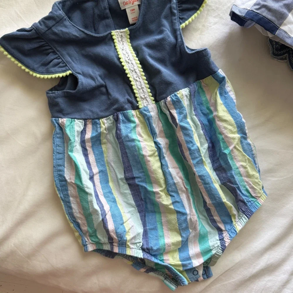 Lot of 8 Girls Clothes 18M 2T OshKosh Lucky Dresses Rompers NWT Summer Vacation